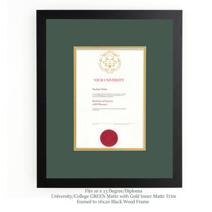 Diploma Frame University/College with GREEN MATTE