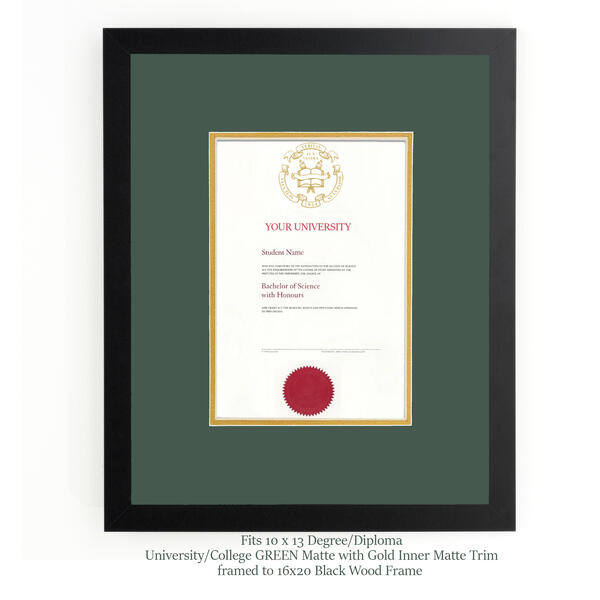 Diploma Frame University/College with GREEN MATTE